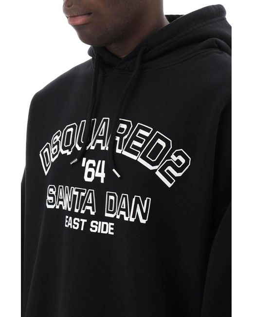 DSquared² Black Hoodie With Logo Print for men