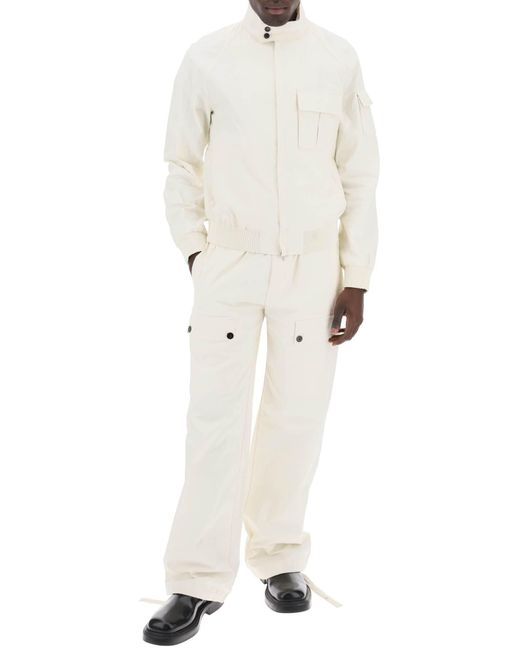Ferragamo White Linen Coated Blouson for men