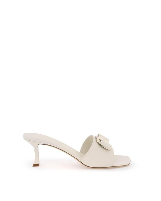 Ferragamo White Zelie Mules