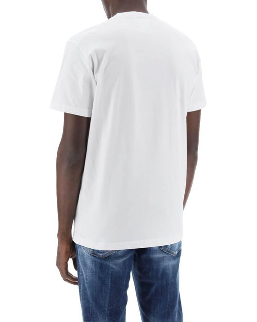 DSquared² White T-Shirt Cool Fit Con Stampa D2