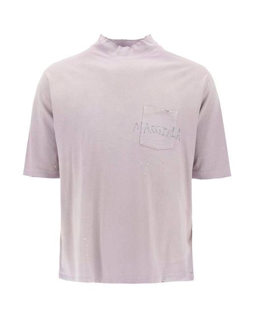 T Shirt Con Logo Scritto A Mano di Maison Margiela in Pink da Uomo