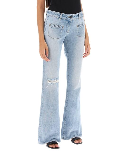 Palm Angels Blue Low-rise Waist Bootcut Jeans