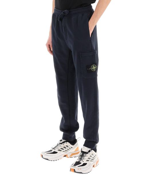 Stone Island Blue Tapered Sweatpants With Leg Pocket for men