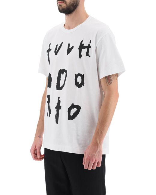 T-Shirt Con Stampa Grafica di Comme des Garçons in White da Uomo