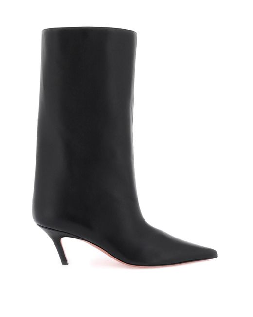 amina black leather boots