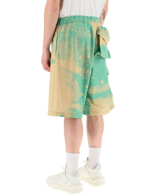 OAMC Green Smudge Oversized Shorts With Maxi Pockets for men