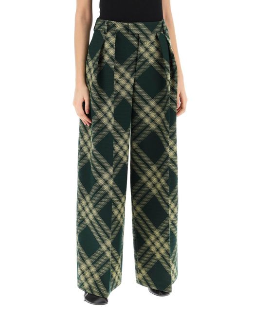 Burberry Green Check Palazzo Pants