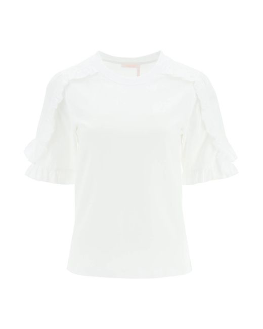 T-SHIRT CON VOLANT di See By Chloé in White