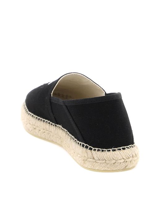 KENZO Black Canvas Espadrilles With Logo Embroidery