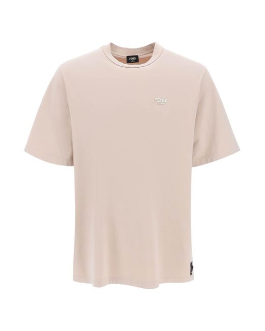 Fendi Pink Washed Jersey T-shirt for men