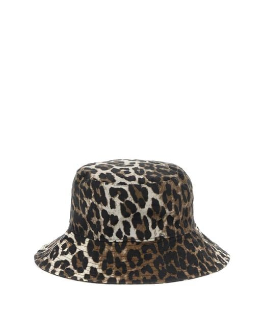 BARBOUR X GANNI Green Waxed Leopard Bucket Hat