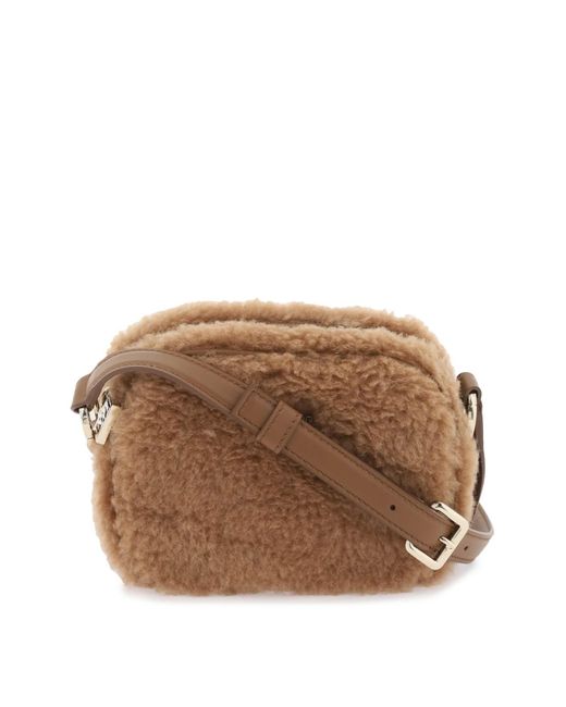 Max Mara Brown Wool Teddy Camera Shoulder Bag