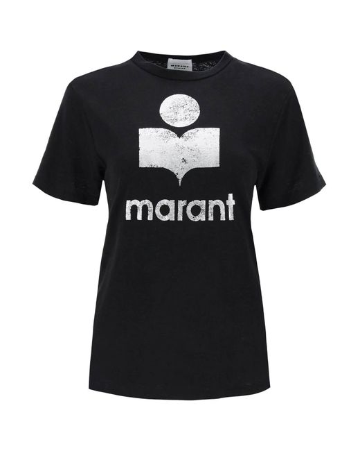Isabel Marant Black Isabel Marant Etoile Zewel T-shirt With Metallic Logo Print