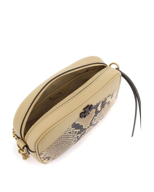 Tory Burch mcgraw Snake embossed Camera Bag in Metallic Lyst UK