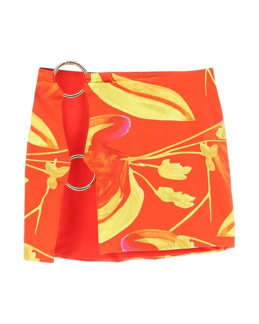 Louisa Ballou Orange Double Ring Mini Skirt