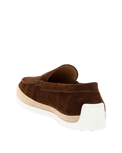Tod's Brown Suede Slip-on With Rafia Insert for men