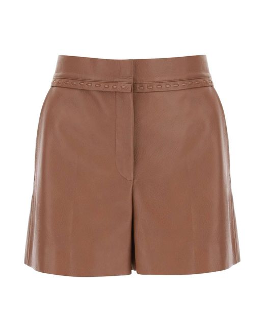 Fendi Brown "Soft Hammered Leather Selleria Shorts