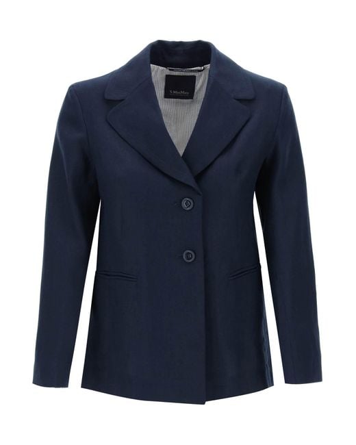 Max Mara Blue "Single-Breasted Linen Jacket Souvenir