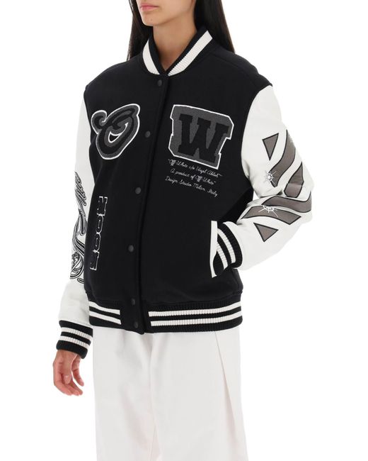 Off-White™️Logic Patch Varsity Jacket in black