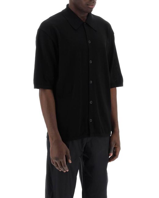 Lemaire Black Short Sleeved Knit Shirt For