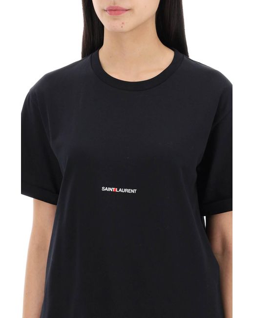 T-Shirt Stampa Logo di Saint Laurent in Black