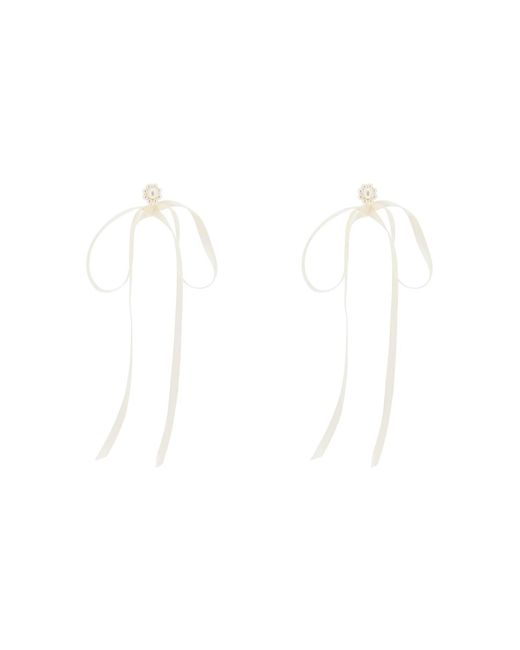 Simone Rocha White Button Pearl Earrings With Bow Detail
