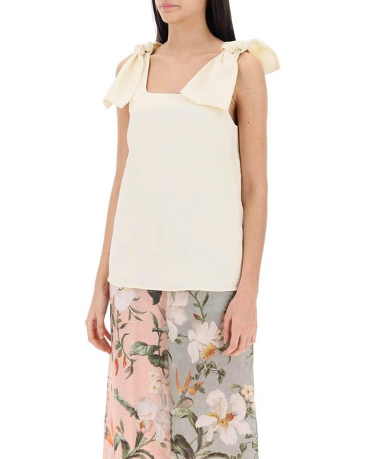 Chloé Natural Chloe' Tank Top With Bows On Shoulders