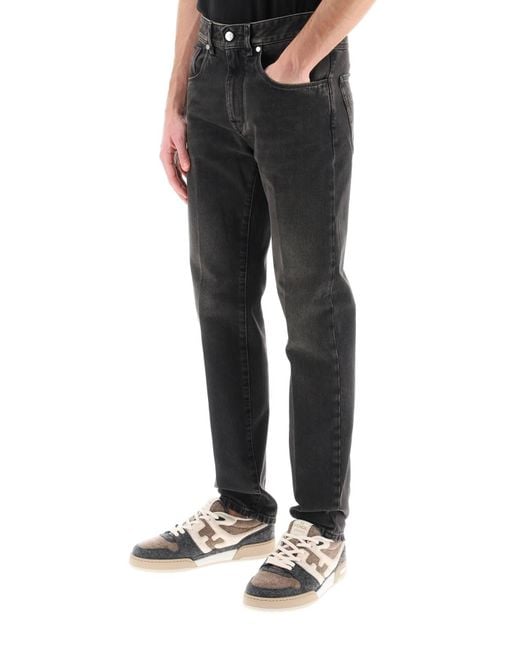 Jeans Regular Con Piega Sartoriale di Fendi in Gray da Uomo