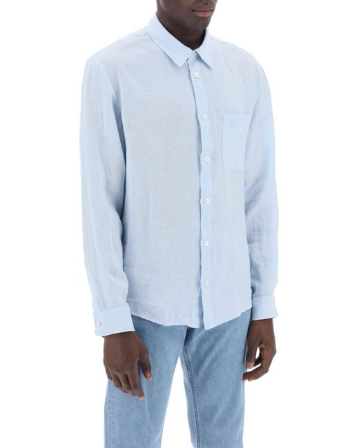 A.P.C. Blue Linen Cassel Shirt For for men