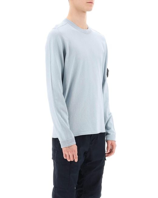Stone Island Blue Raw Cotton Sweater for men
