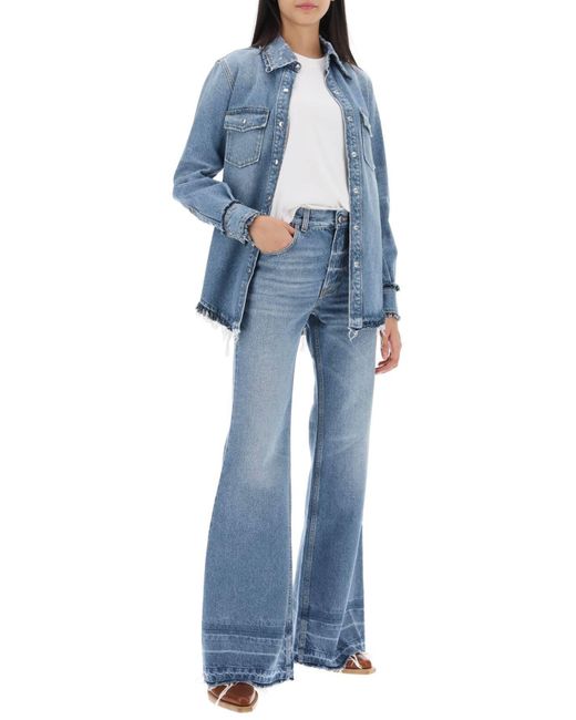 Jeans A Zampa Con Orlo Sfrangiato di Chloé in Blue