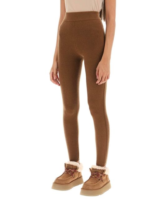 Max Mara Brown 'alare' Wool And Cashmere Knitted leggings