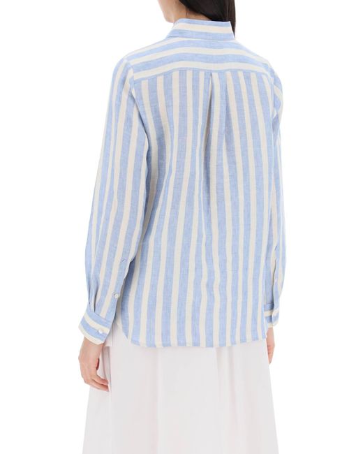 Weekend by Maxmara Blue 'lari' Striped Linen Shirt