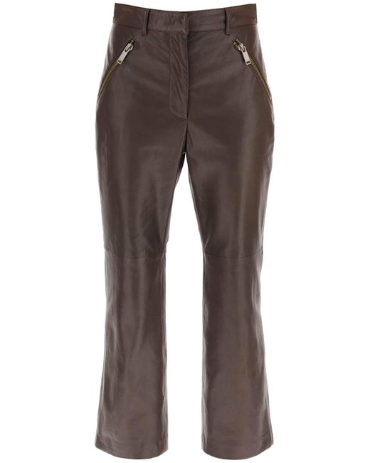 Weekend by Maxmara Brown 'fibra' Leather Cropped Pants