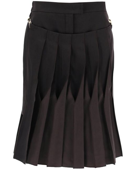 Fendi Black Duchesse Skirt With Pleated Panel