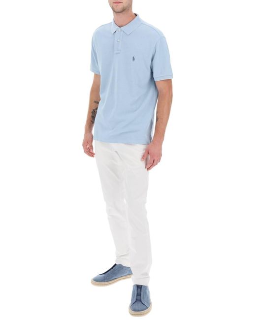 Polo Ralph Lauren Blue Pique Cotton Polo Shirt for men