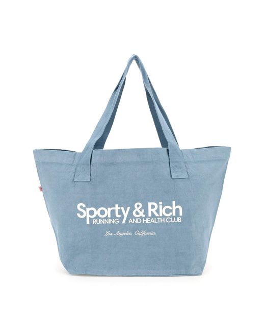 Sporty & Rich Sporty Rich Cotton Tote Bag in Soft Blue (Blue