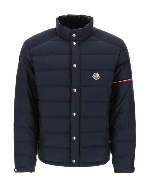 Moncler Blue Colombian Down Jacket With Canvas Inserts for men