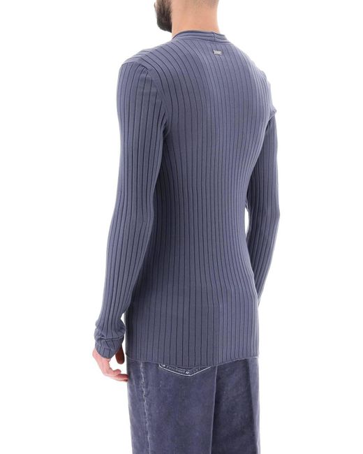 Ferragamo Blue Ribbed-knit Sweater for men