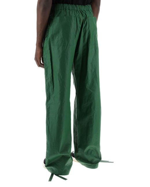 Ferragamo Green Linen Coated Pants For for men