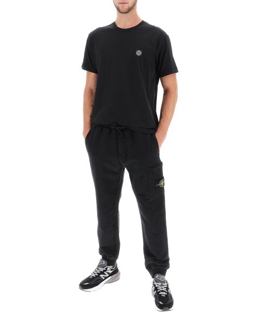 Stone Island Black T-shirt With Logo Patch for men