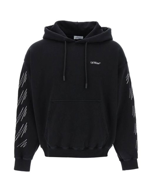 Off-White c/o Virgil Abloh Black Hoodie With Contrasting Topstitching for men
