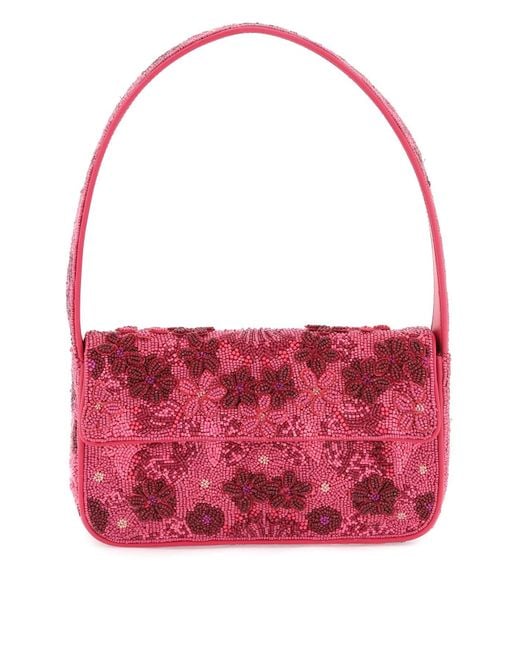 Staud Red 'blossom Garden Party' Tommy Beaded Shoulder Bag