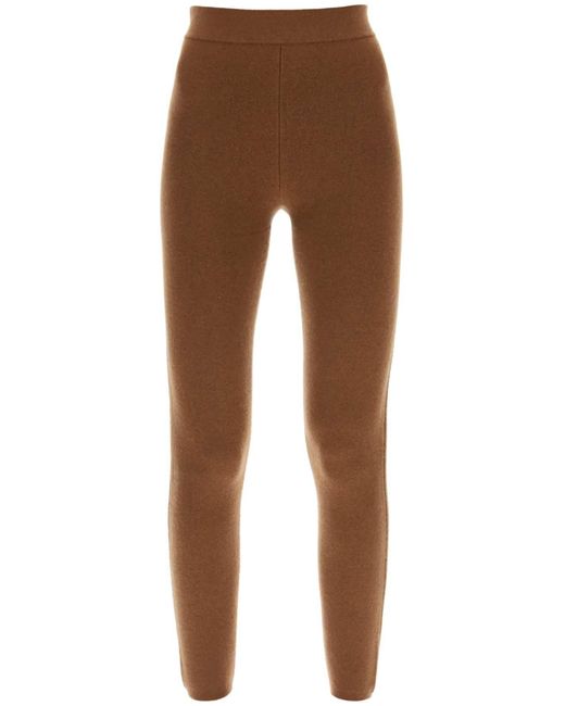 Max Mara Brown 'alare' Wool And Cashmere Knitted leggings