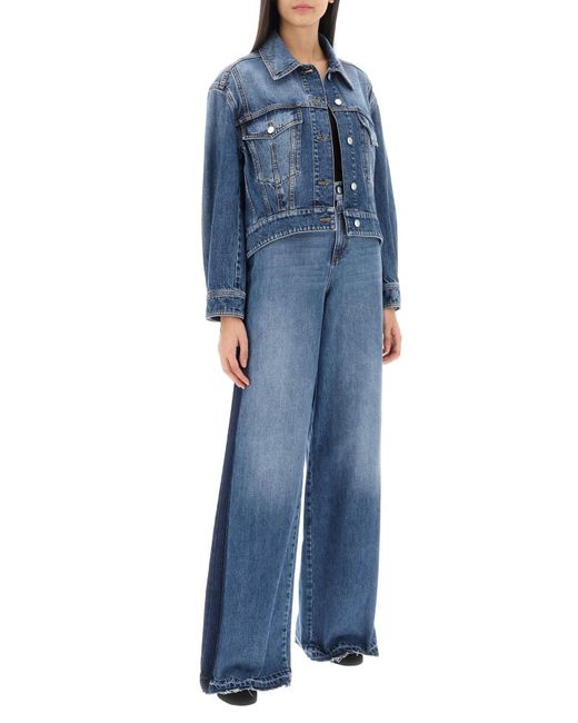 Alexander McQueen Blue Wide Leg Jeans With Contrasting Details