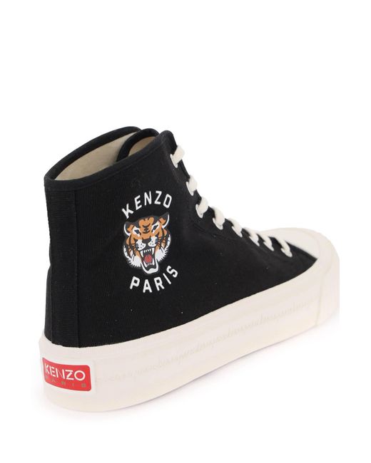 KENZO White Canvas High Top Sneakers for men