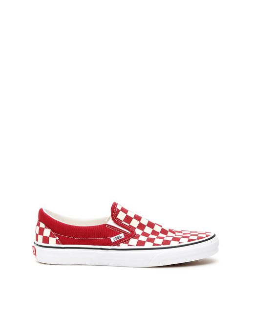 red checkered slip ons