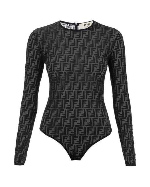 Fendi Black Lace Ff Body Suit