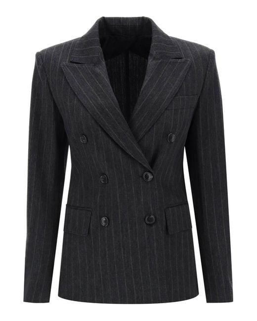 Max Mara Black Ofride Pinstripe Jersey Blazer
