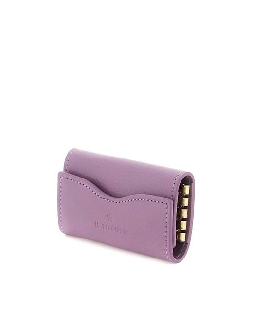 Il Bisonte Purple Leather Key Holder